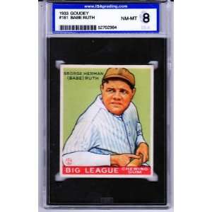 1933 Goudey #181 Babe Ruth ISA 8   Sports Memorabilia  