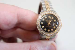 Original Rolex Oyster Perpetual Datejust Woman Vintage 1.72 ct Diamond 