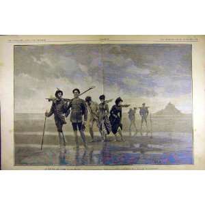    1884 Painting Retour Mont Saint Michel Deneux Print