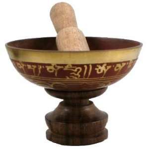   Red Tibetan Om Mani Padme Hum 5 Inch Singing Bowl Musical Instruments
