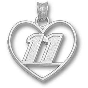  Licensed 14K White Gold Denny Hamlin 11 Nascar Heart Pendant