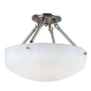   Semi Flush Energy Star Fixture, Pewter Finish with Satin White Glass