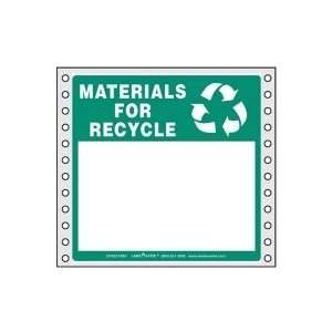  Materials for Recycle Label, Blank, No Lines, Pin Feed 