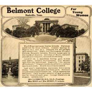  1909 Ad Belmont College Nashville Tennessee University 