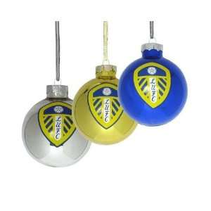 Leeds United 3pack Fc Football Baubles Official Christmas  