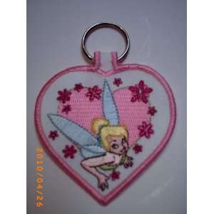  Disney Tinkerbell Pink Heart Embroidered Keychain 