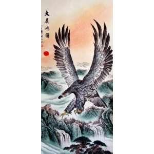    Original Big Chinese Watercolor Painting Eagle 