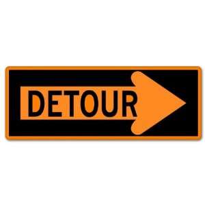 Detour sign warning sign sticker 8 x 3 Automotive