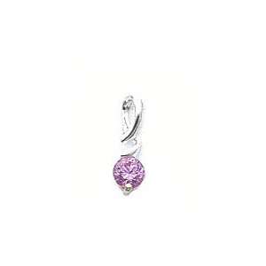   Sterling Silver Pink Cubic Zirconia Pendant w/18 Snake Chain Jewelry