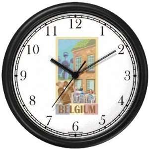 Belgium Travel Poster Wall Clock by WatchBuddy Timepieces (Slate Blue 