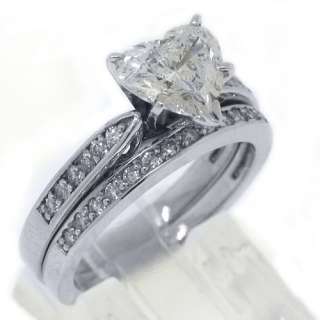 WOMENS DIAMOND ENGAGEMENT RING WEDDING BAND BRIDAL SET HEART SHAPED 