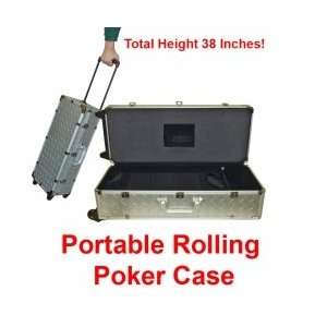  Rolling Poker Chest Holds 1,000 Chips Plus Accessories 