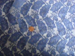 1yd Navy blue floral leaf design lace fabric 57 wide  