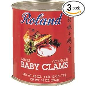 Roland Boiled Whole Baby Clams, 28 Ounce Grocery & Gourmet Food