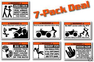 Pack Funny ATV Warning Stickers for Rincon Rubicon  