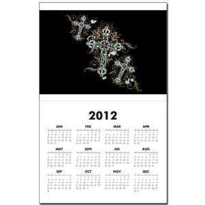  Calendar Print w Current Year Goth Crosses Everything 