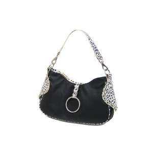   Elegance Studded Black Animal Print Handbag Crystal detailing  