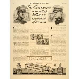 1918 Ad S. S. White Toothpaste Mouthwash Soldier WWI   Original Print 