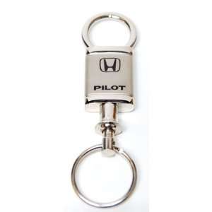 Honda Pilot Satin Chrome Valet Keychain with Detachable Ring Key Fob 