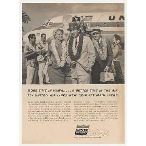  1960 United Airlines DC 8 Jet Mainliner to Hawaii Print Ad 