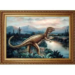  Dinosaur on Riverside Oil Painting, with Exquisite Dark 