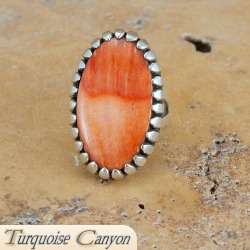 Navajo Orange Spiny Oyster Shell Ring Size 8 3/4 GHa  