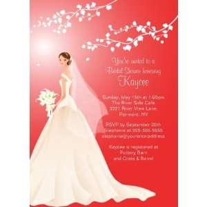  Trendy Red BRUNETTE Bride Bridal Shower Invite (10 pack 