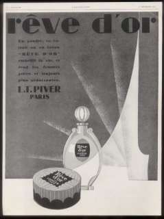 1928 art deco Piver Reve dOr perfume powder French ad  