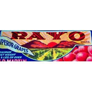  Rayo Emperor Grapes Crate Label, 1920s 