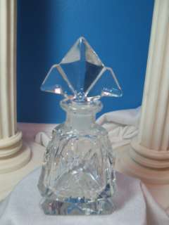 Antique Crystal Clear Glass Perfume Bottle Art Deco Stopper  
