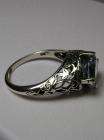 4ct Aquamarine Sterling Silver 925 Art Nouveau Designed Filigree Ring 