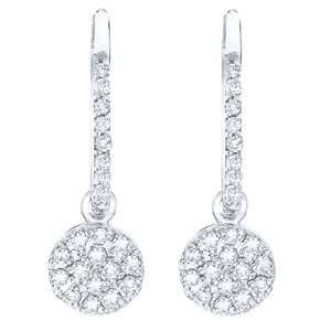  14k White gold with White diamonds dangling earrings 