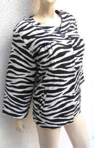 DIANE VON FURSTENBERG DVF Blk & WHt Zebra Stripe ButtonCrop VINTAGE 