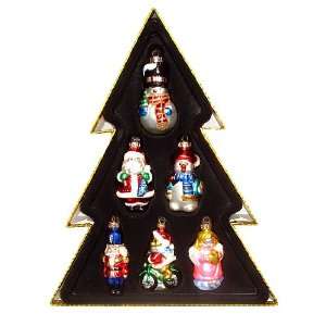 Set of 6 Winter Fun Assorted Glass Christmas Ornaments #829004  