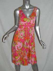Tommy Bahama Bright Pink Silk Print Dress Sundress Sz S  