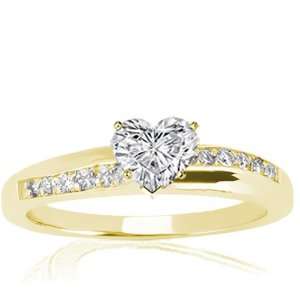  Ct Heart Shaped Diamond Engagement Ring Pave Set 14K YELLOW GOLD GIA 