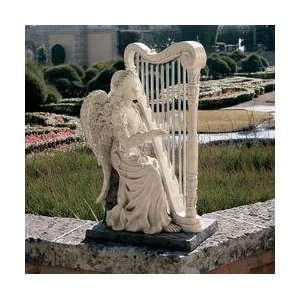  Heavenly Music Angel with Windchime Harp Statue 
