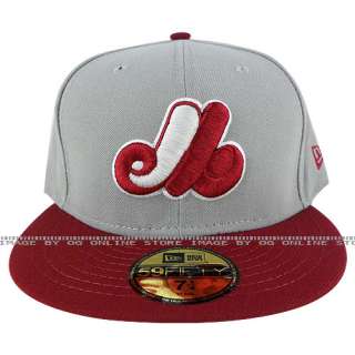   cooperstown montreal expos grey burgundy visor fitted cap hat  