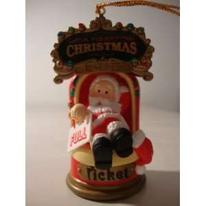 Santa In Movie Ticket Booth Ornament 