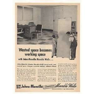    1953 Johns Manville Asbestos Movable Walls Print Ad