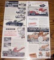 Ernest Holmes 850 wrecker Ads & 4 brochures Tow Truck  