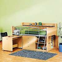 Kids Storage Drawers Loft Bed Room Desk Home Furniture  