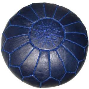  Moroccan Pouf   Navy Blue Leather