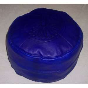  Blue Leather Poof  by Treasure of Morocco 