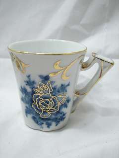 LIMOGES CHINA EARLY HOT CHOCOLATE POT SET FLOW BLUE GOLD TEAPOT COFFEE 