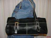 BFS02~$185 KENNETH COLE Black Leather 2 Strap Satchel Shoulder Bag 