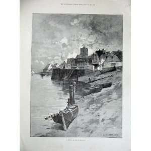    1895 Fishing Village Brittany France Montbard Print
