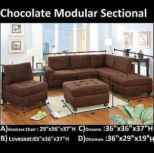   Modular Sectional Sofa 6 Pc Set Loveseat Chair Wedge Microfiber Plush