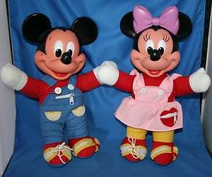 Vtg Disney Mickey and Minnie Mouse Learn to Dress Dolls  