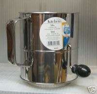 Crank Flour Sifter 8 Cup Stainless Steel New  